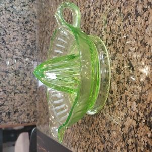 Depression green glass juicer